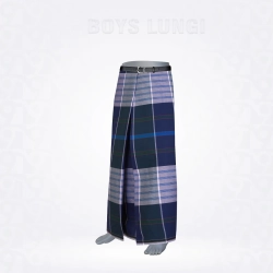Boys Lungi-Navy Blue  Green Grey Checked